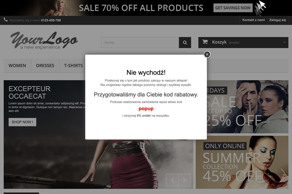 Popup - wyskakujące okienka z exit popup