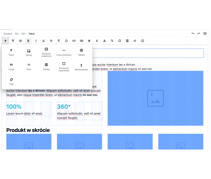 Nowoczesny edytor treści - zaawansowane opisy