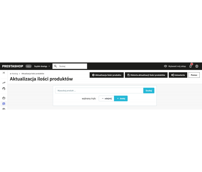 Aktualizacja ilości produktu z obsługą czytnika kodów