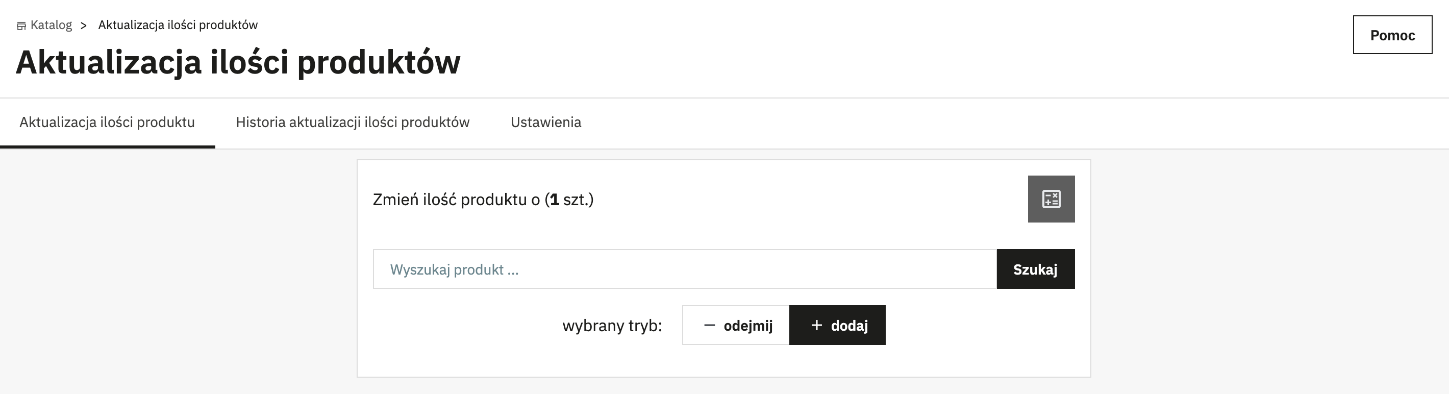 Aktualizacja ilości produktu z obsługą czytnika kodów