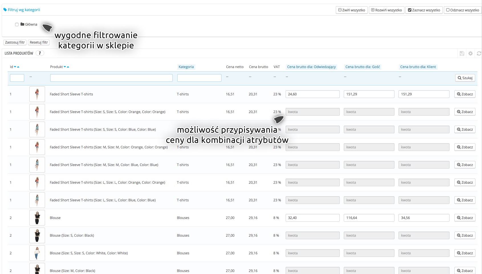 Hurtownia - zmiana ceny produktów dla grup klientów