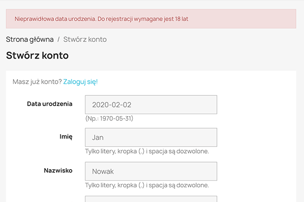 18+ Zaawansowana weryfikacja wieku dla PrestaShop - weryfikacja wieku podczas rejestracji klienta