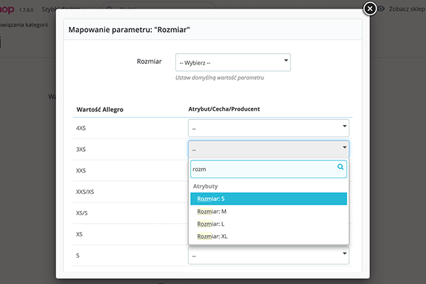 Dwustronna integracja PrestaShop z Allegro - Mapowanie kategorii