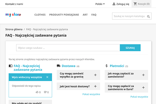 Moduł FAQ dla PrestaShop