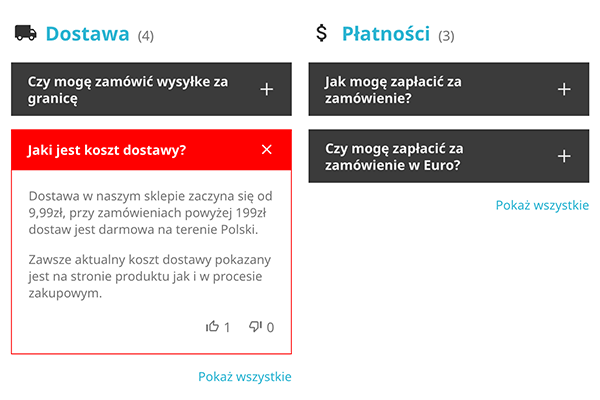 Moduł FAQ dla PrestaShop - Wygląd