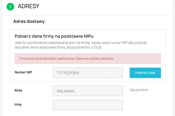 Moduł pobierania danych na podstawie NIPu z GUS dla PrestaShop - Aktualne dane