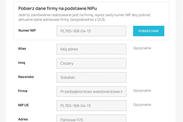 Moduł pobierania danych na podstawie NIPu z GUS dla PrestaShop