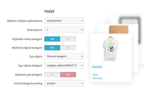 Kategorie na stronie głównej dla PrestaShop - Wygląd