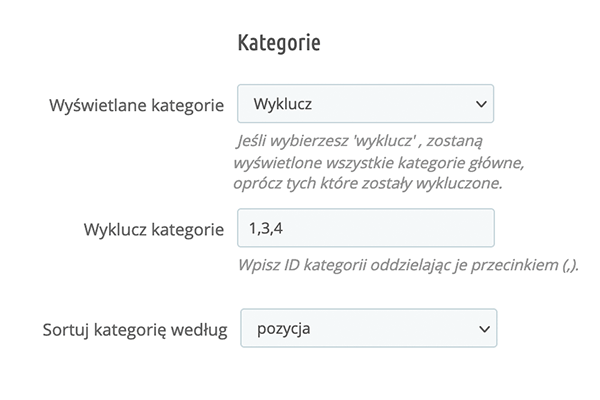 Kategorie na stronie głównej dla PrestaShop - Wybór kategorii
