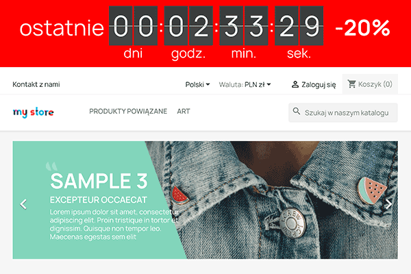 Moduł paska informacyjnego z licznikiem dla PrestaShop - Licznik