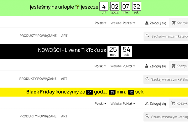 Moduł paska informacyjnego z licznikiem dla PrestaShop - Zastosowania