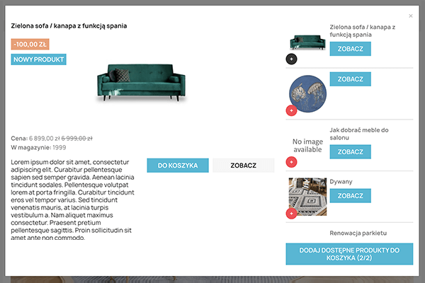 Moduł Lookbook dla PrestaShop - Popup