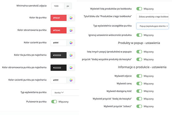 Moduł Lookbook dla PrestaShop - Ustawienia wyglądu