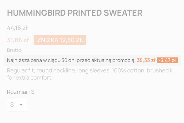 Historia cen na karcie produktu dla PrestaShop - cena przed promocją