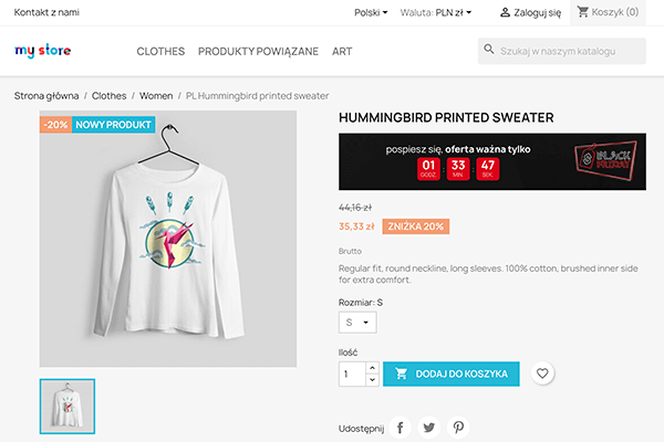 Moduł oferty promocyjne dla PrestaShop - Stona produktu