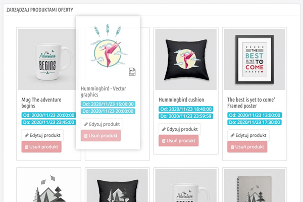 Moduł oferty promocyjne dla PrestaShop - Zarządzanie produktami