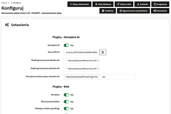 Nowoczesny edytor treści z AI - ChatGPT - zaawansowane opisy dla PrestaShop - maksymalna funkcjonalność
