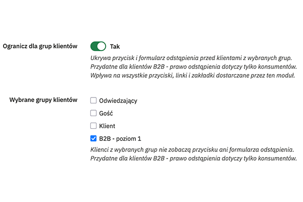 Odstąp od umowy tutaj - dyrektywa 2023/2673 dla PrestaShop - Klienci B2B