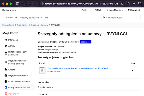 Odstąp od umowy tutaj - dyrektywa 2023/2673 dla PrestaShop - Bezpieczeństwo