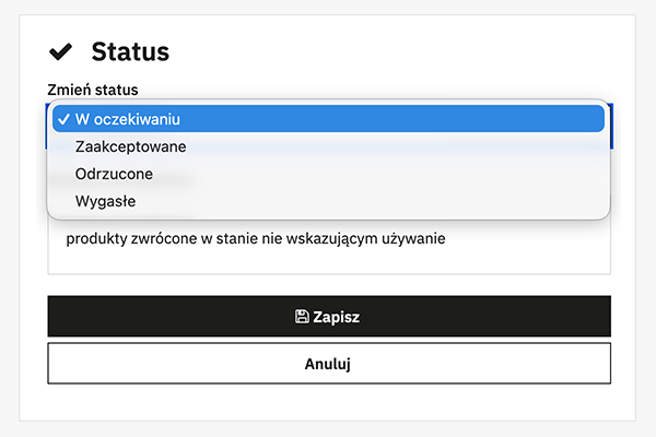 Odstąp od umowy tutaj - dyrektywa 2023/2673 dla PrestaShop - Statusy odstąpienia